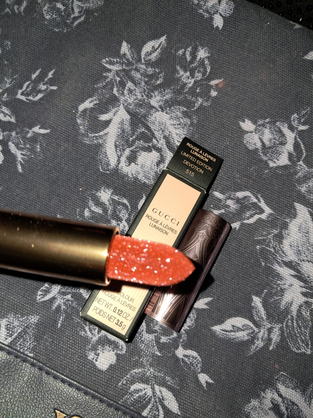 Gucci Lunaison Limited Edition Lipstick with Ornate Metallic Case